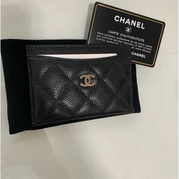 CHANEL GOLD Classic Black Caviar Leather Card Holder - Picture 8 of 15